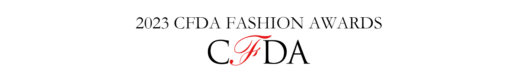 2023 CFDA Fashion Awards logo in black and red text.