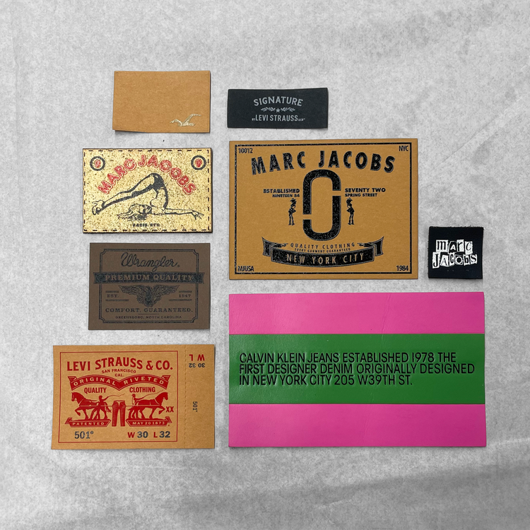 Variety of vintage-inspired brand labels including Marc Jacobs and Levi’s.