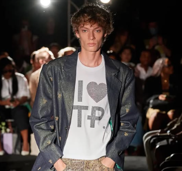 Rhinestone “I ❤️ TP” Look with Leather Pants
