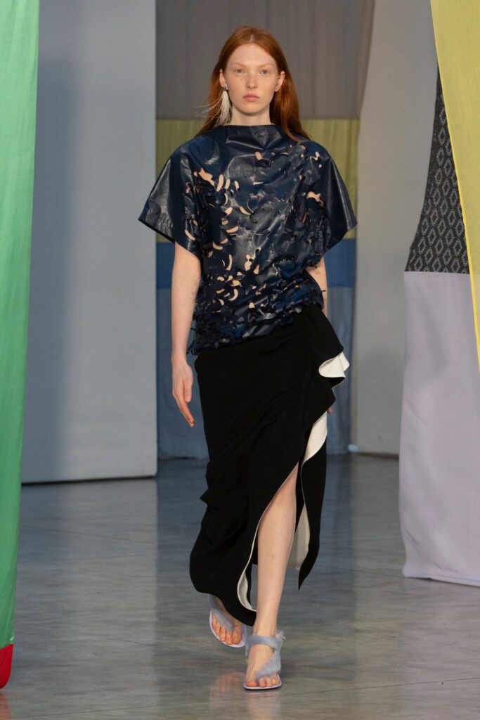 Laser cut leather fabric for Proenza Schouler SS26