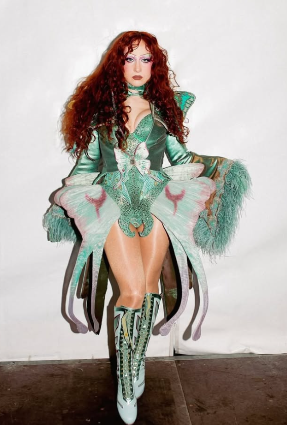 Chappell Roan embroidered moth lapel