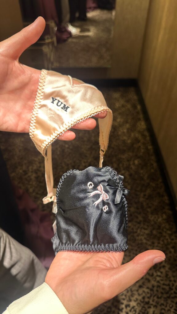 Live Embroidery with Agent Provocateur on silk pajamas, robes, and underwear