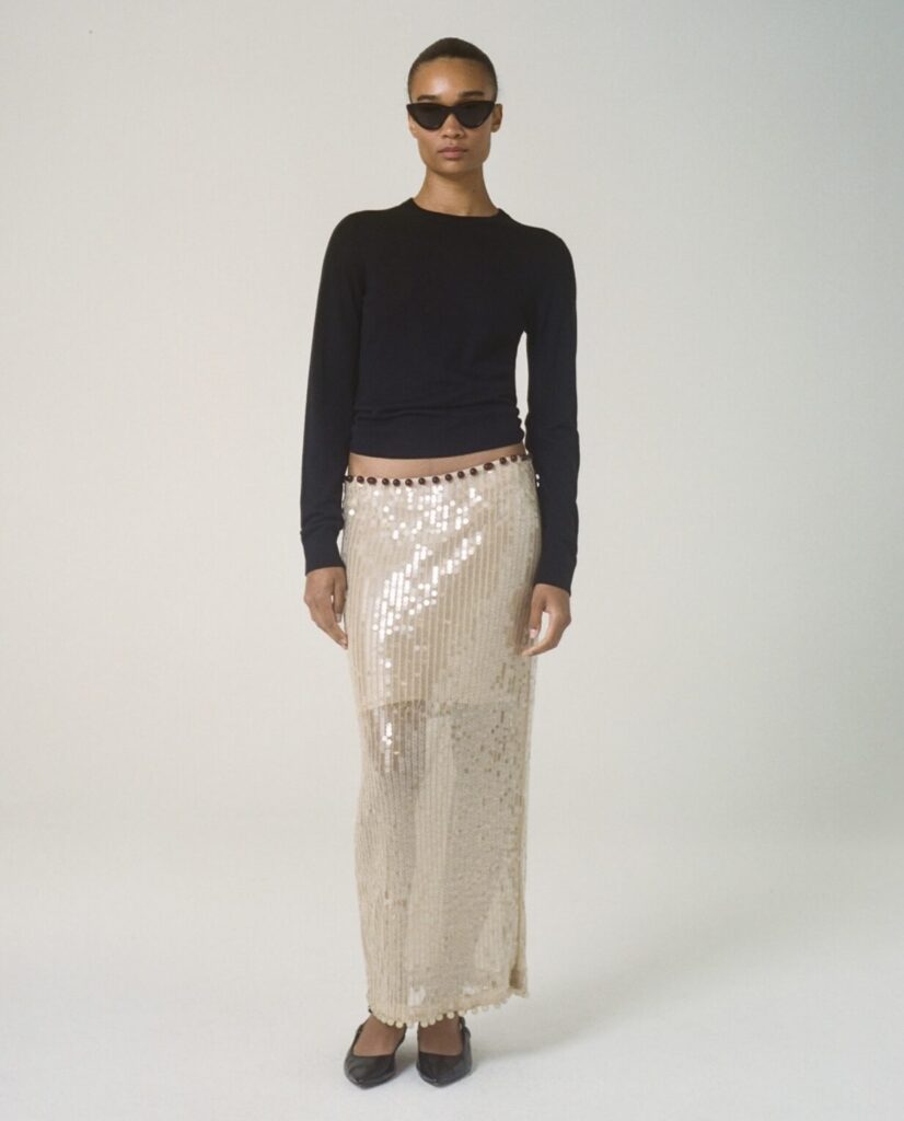 J.Crew reworked vintage garment, featuring added fur details for texture and intricate hand-applied beadwork for individuality.