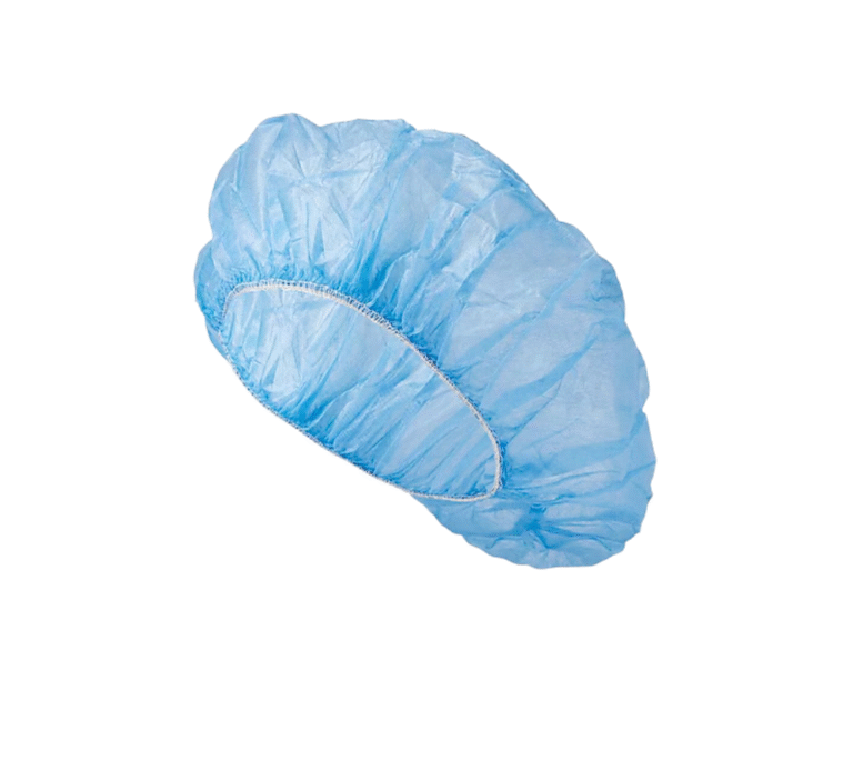Disposable bouffant caps produced by New York Embroidery Studio.