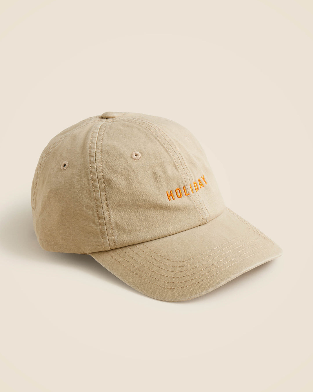 Beige cotton baseball cap embroidered with Holiday logo