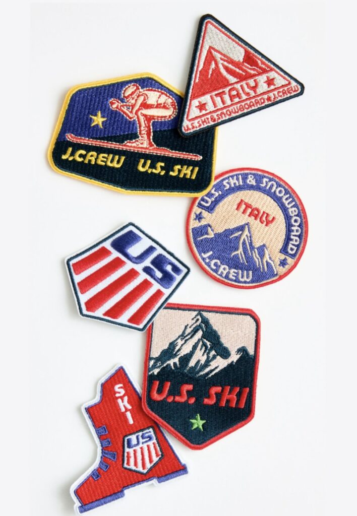 Assorted custom embroidered patches created for J.Crew’s U.S. Ski & Snowboard apparel
