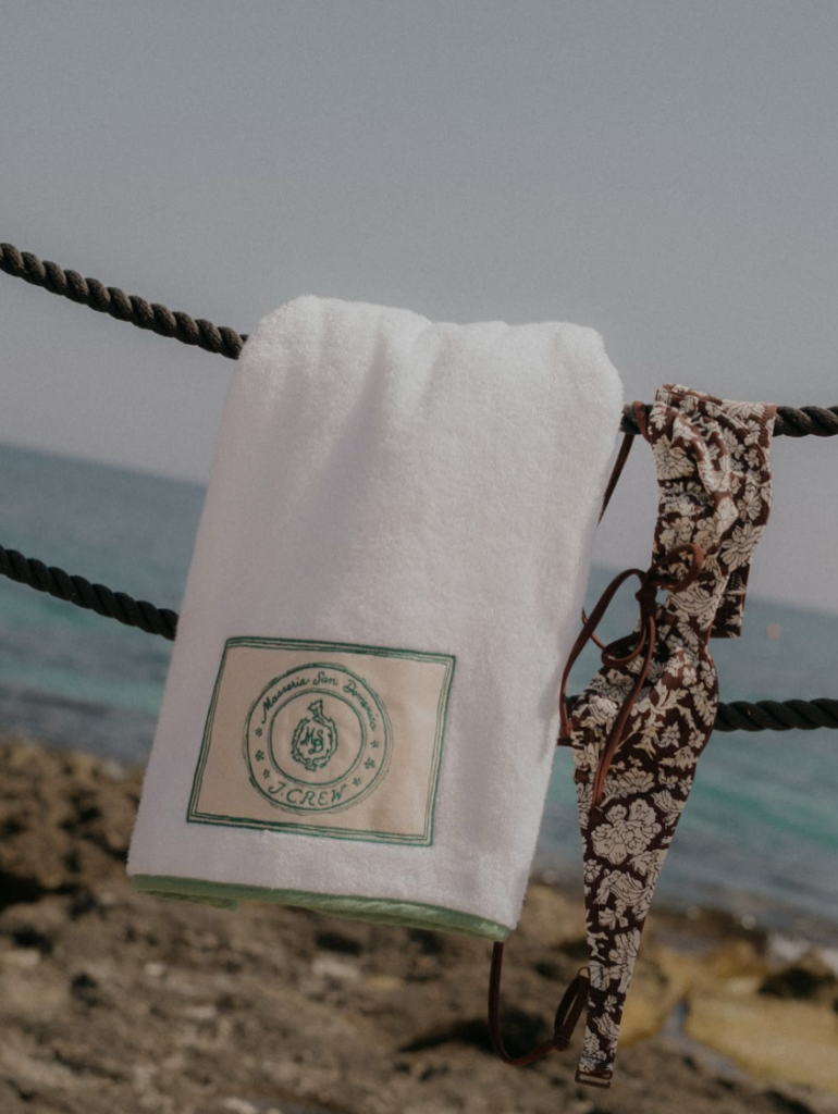 Towels embroidered with custom J.Crew crest design