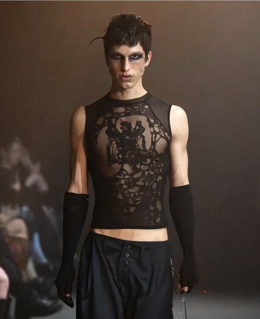 embellished bodice with graphic motif