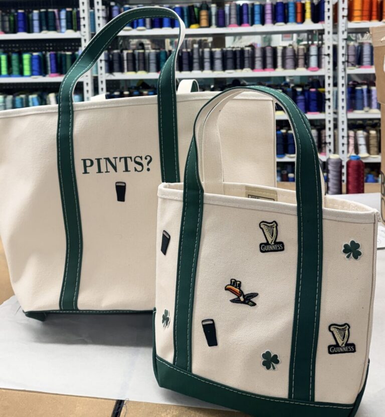 Guinness St Patrick’s Day custom tote bags and embroidered patches