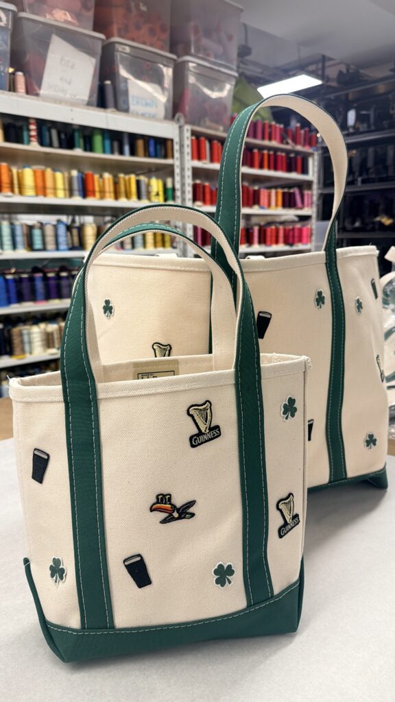 Guinness St Patrick’s Day custom tote bags and embroidered patches