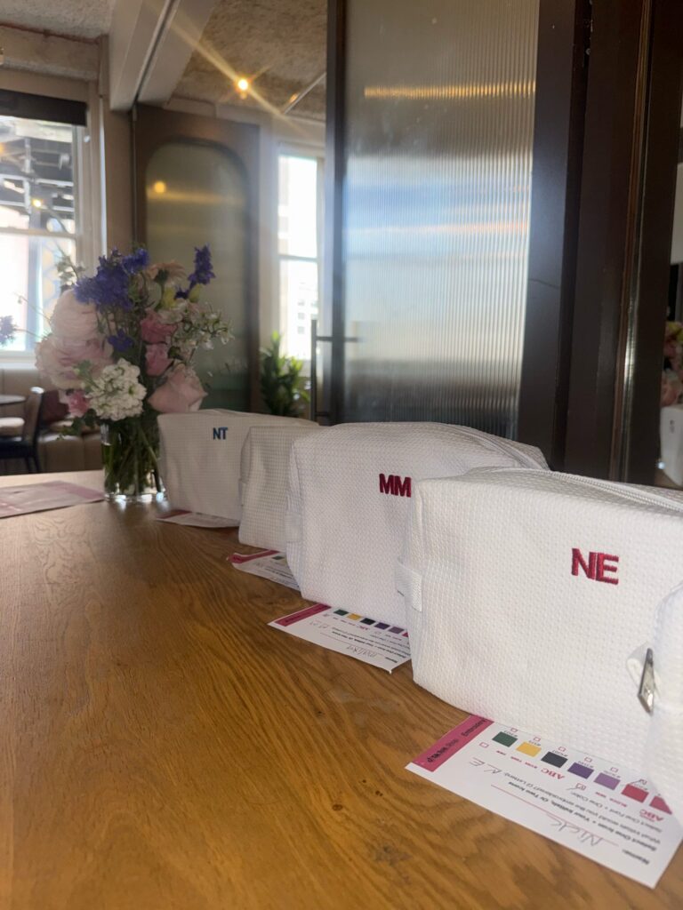 On-site embroidery station created by NYES for a TikTok Shop beauty experience.