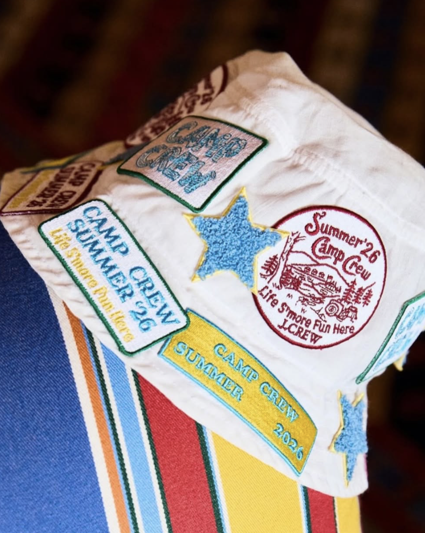 A collection of retro-themed custom embroidered patches produced for J.Crew's official summer campaign merchandise.