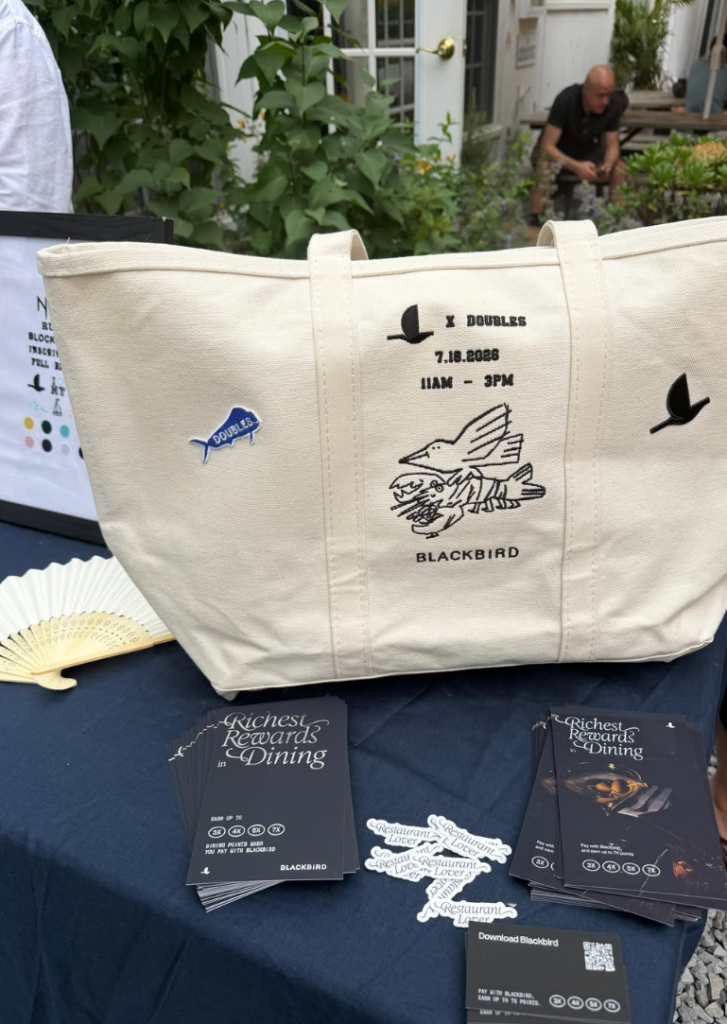 Custom embroidered piece personalized by NYES at a Blackbird Hamptons event