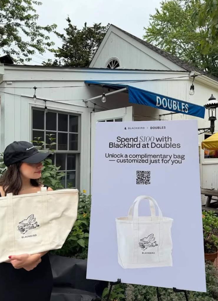 Custom embroidered piece personalized by NYES at a Blackbird Hamptons event