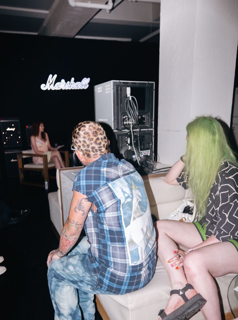Guests watched their headphone pouches being personalized in real time at NYES’s live embroidery station.