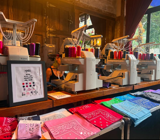 Braze western-themed event featuring live bandana embroidery by NYES