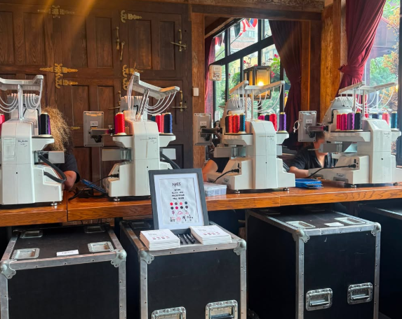 Braze western-themed event featuring live bandana embroidery by NYES